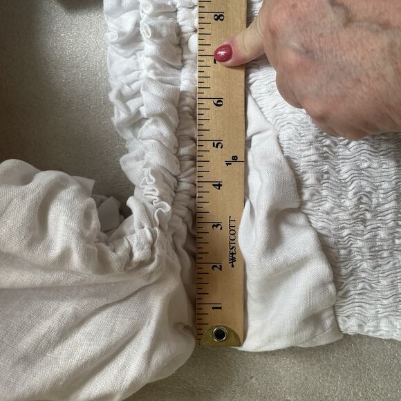 Faithfull The Brand Shirt Women 4 White Revolve Bel Rose Linen Smocked Milkmaid‎ - Picture 6 of 10